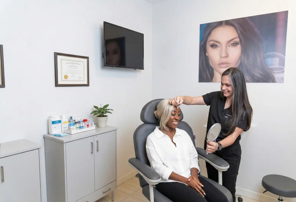 Aesthetic provider mapping facial muscles before Botox at AgeRejuvenation